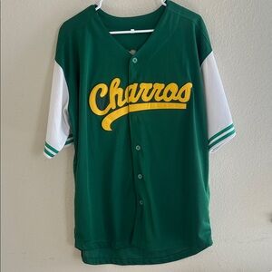 Vintage Eastbound & Down Charros Powers #55 Green & White Baseball Jersey